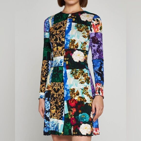 Alice + Olivia Mixed-Print Viscose Minidress size 0 - Picture 1 of 12